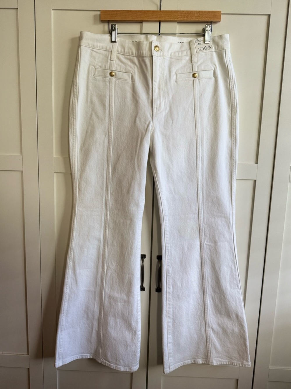 J.Crew New Vintage Flare Jean in White Denim Size 32 - Picture 3 of 5
